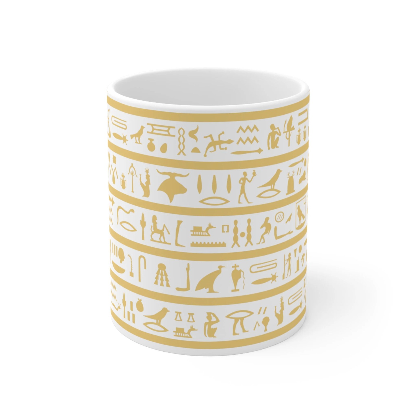 Ceramic mug with hieroglyphs.