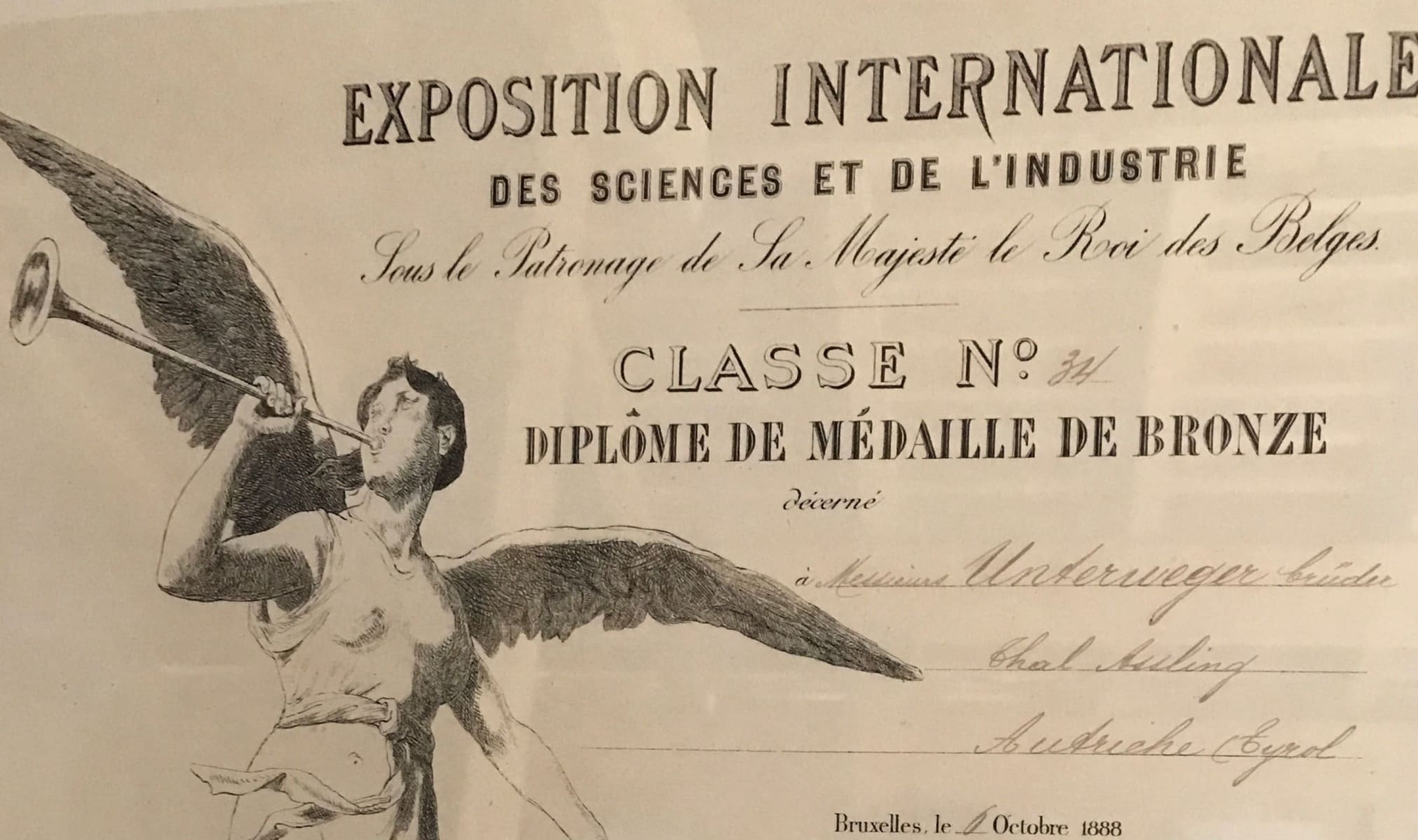 Urkunde von der Weltausstellung in Barcelona