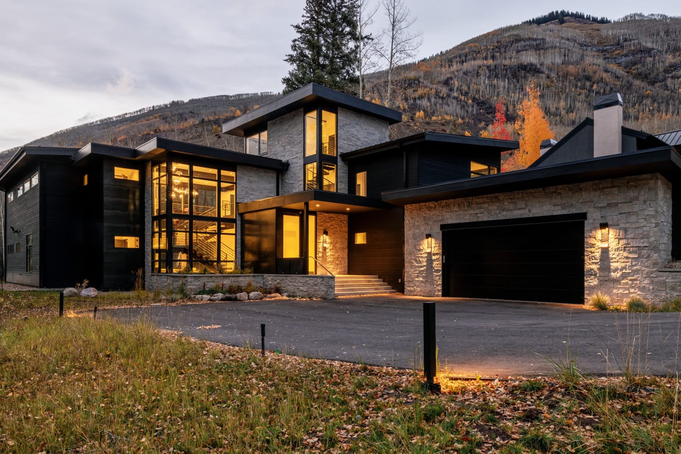 Booth Falls exterior illuminated at dusk