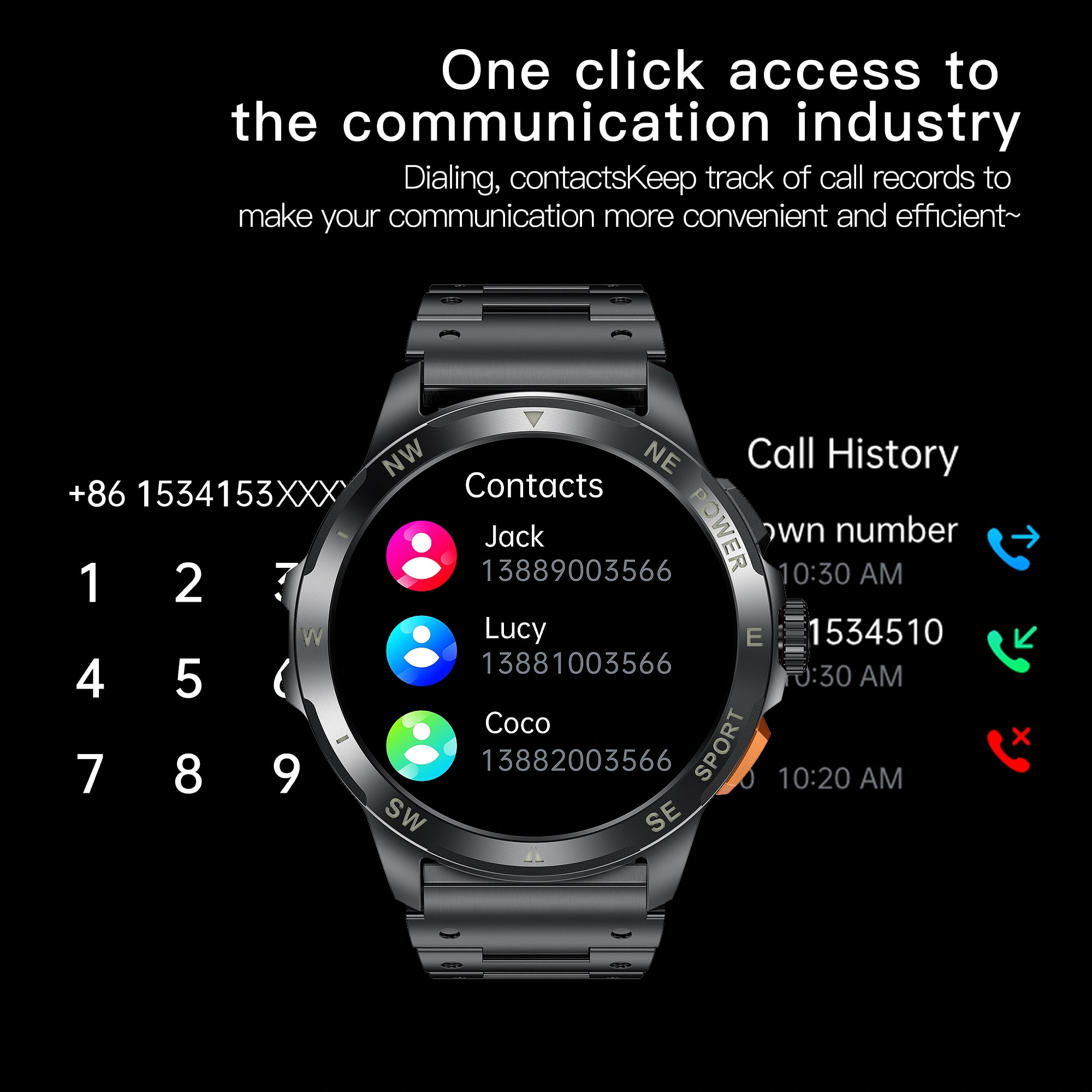 WoKosun AK77 Bluetooth Calling Smartwatch Stainless Steel Body, Touchscreen Display, Imported from China variant 3