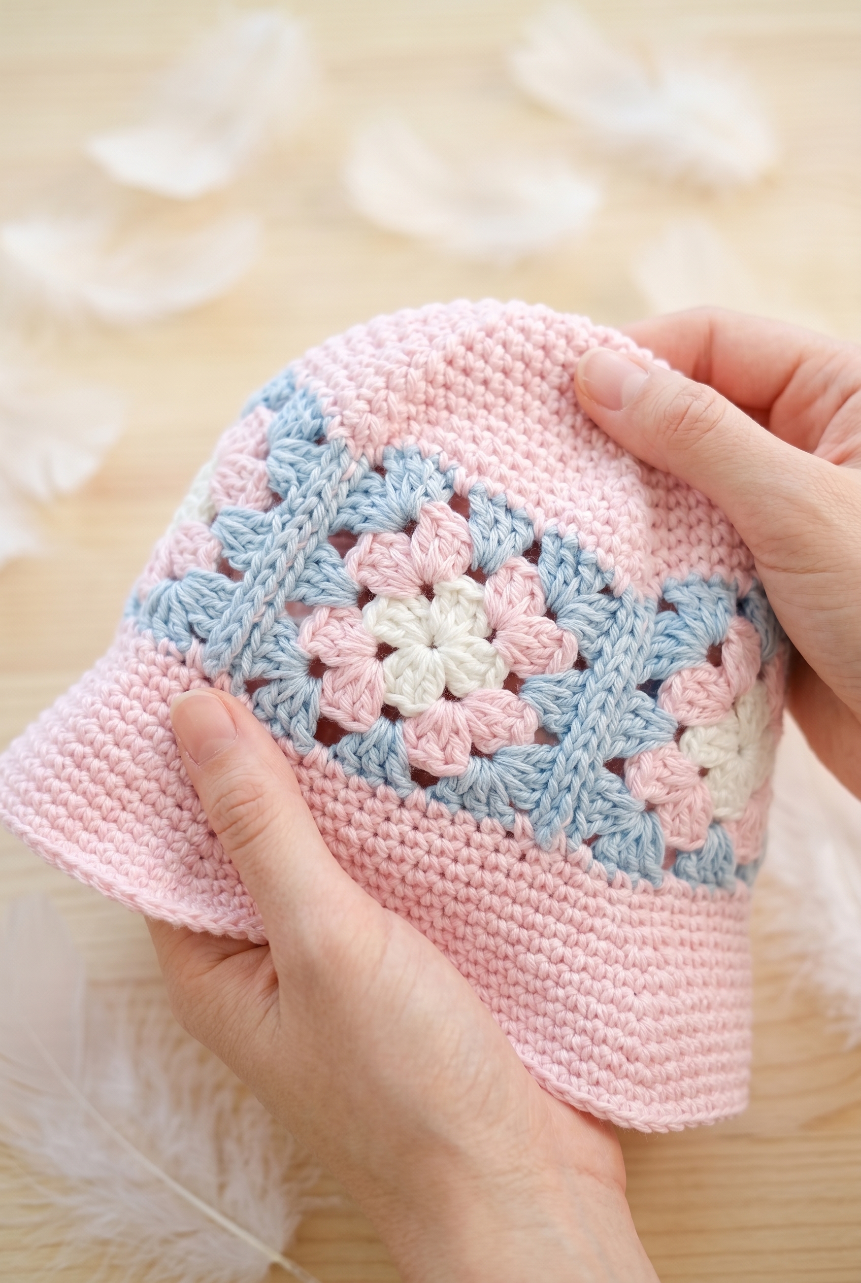 Pastel Petals Granny Square Hat Crochet Pattern