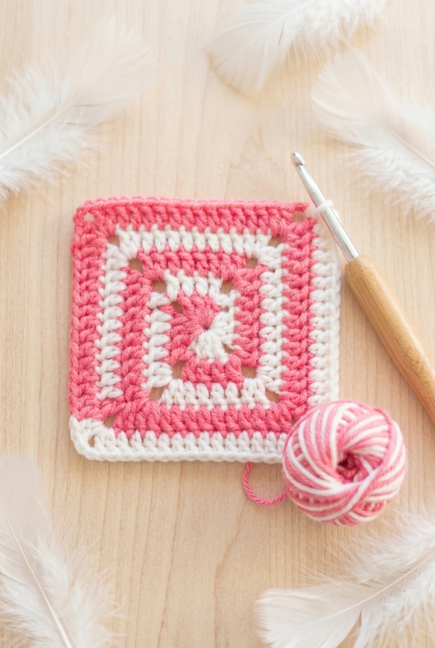 Candy Twist Granny Square Crochet Pattern