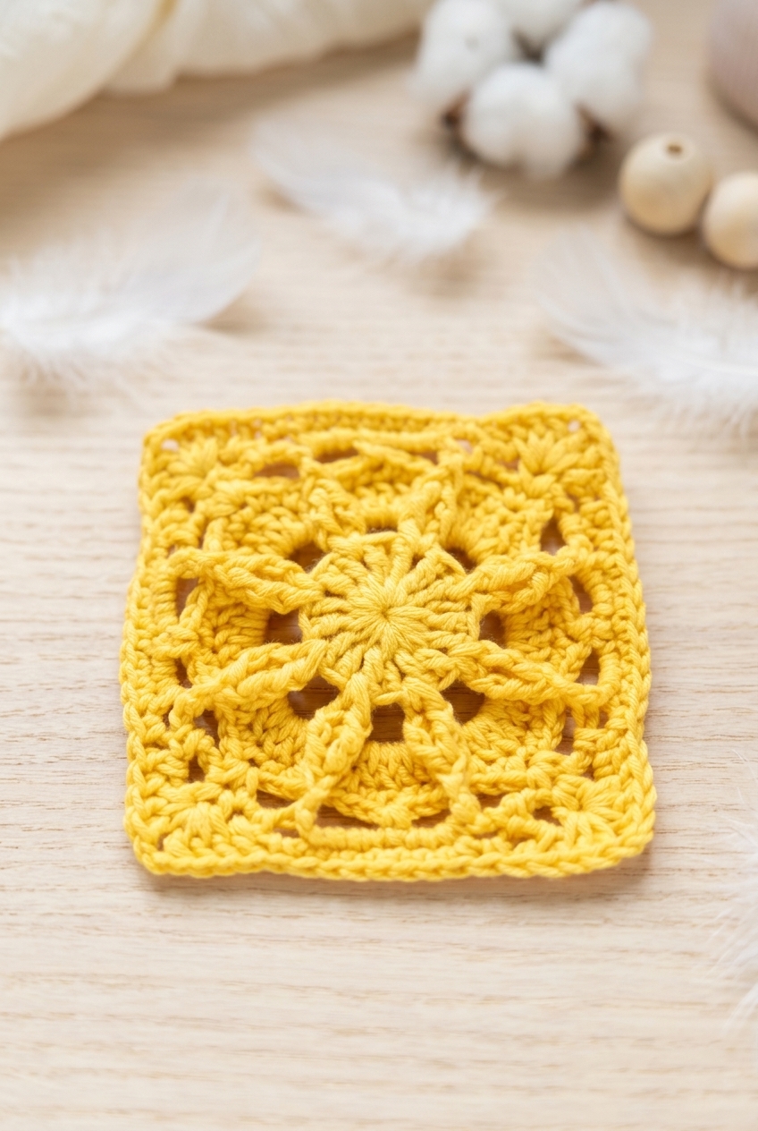 Sun Star Granny Square Crochet Pattern