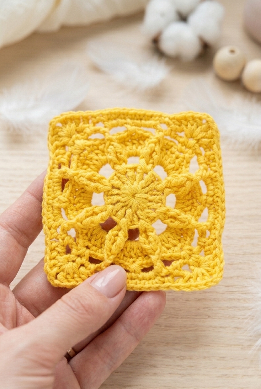 Sun Star Granny Square Crochet Pattern