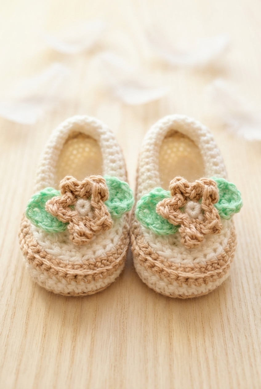 Leafy Steps Baby Shoes Crochet Pattern