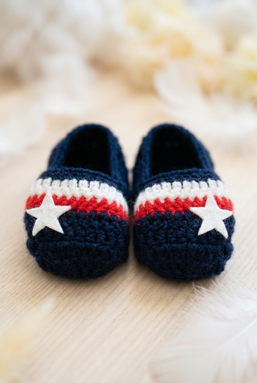 Star Stripes Slippers Crochet Pattern