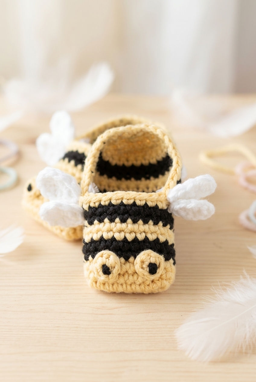 Bumblebee Baby Booties Crochet Pattern