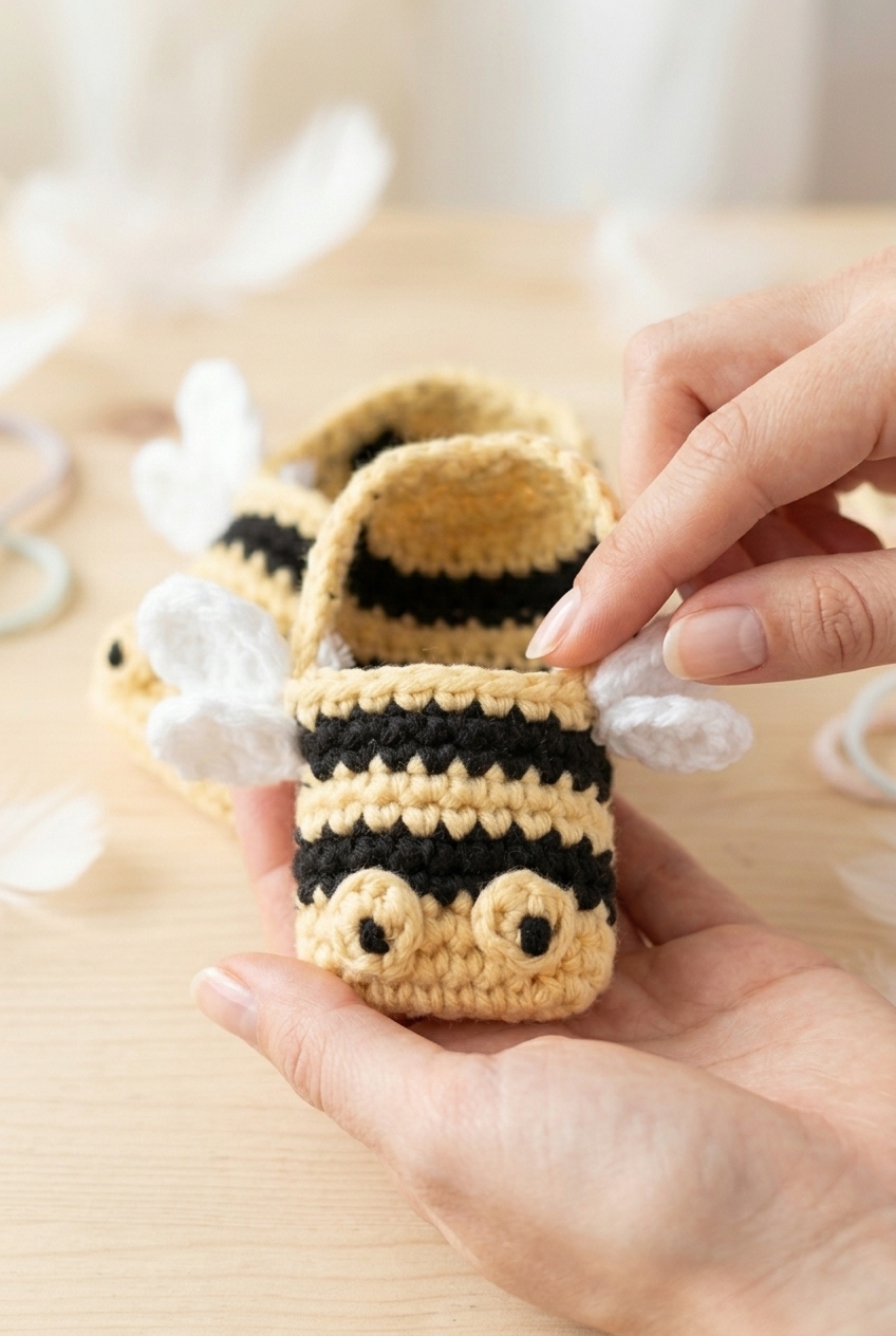 Bumblebee Baby Booties Crochet Pattern