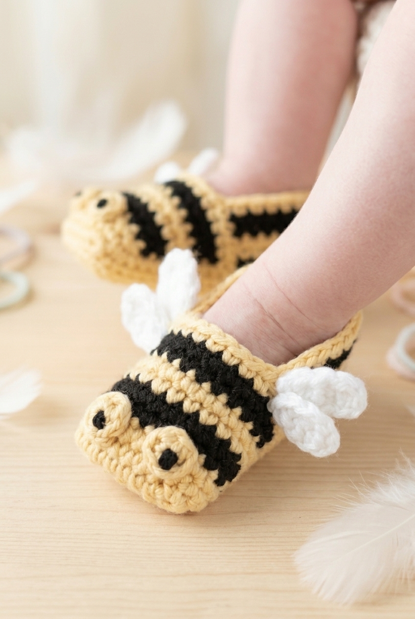 Bumblebee Baby Booties Crochet Pattern