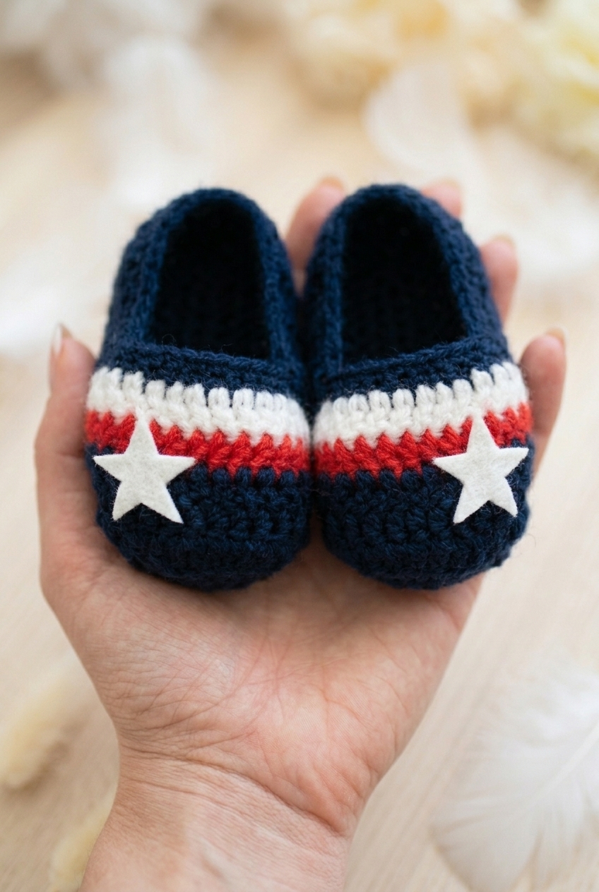 Star Stripes Slippers Crochet Pattern