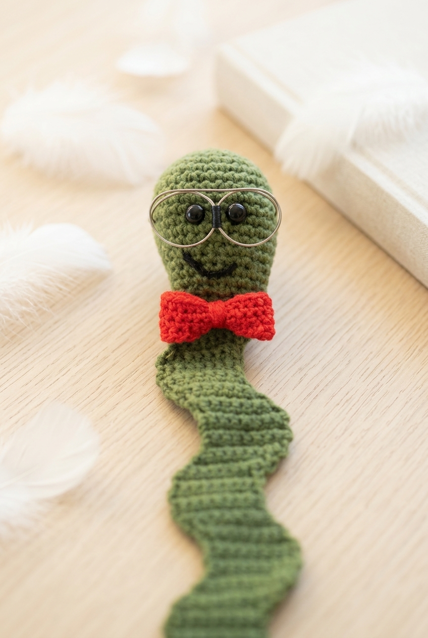 Nerdy Bookworm Bookmark Crochet Pattern
