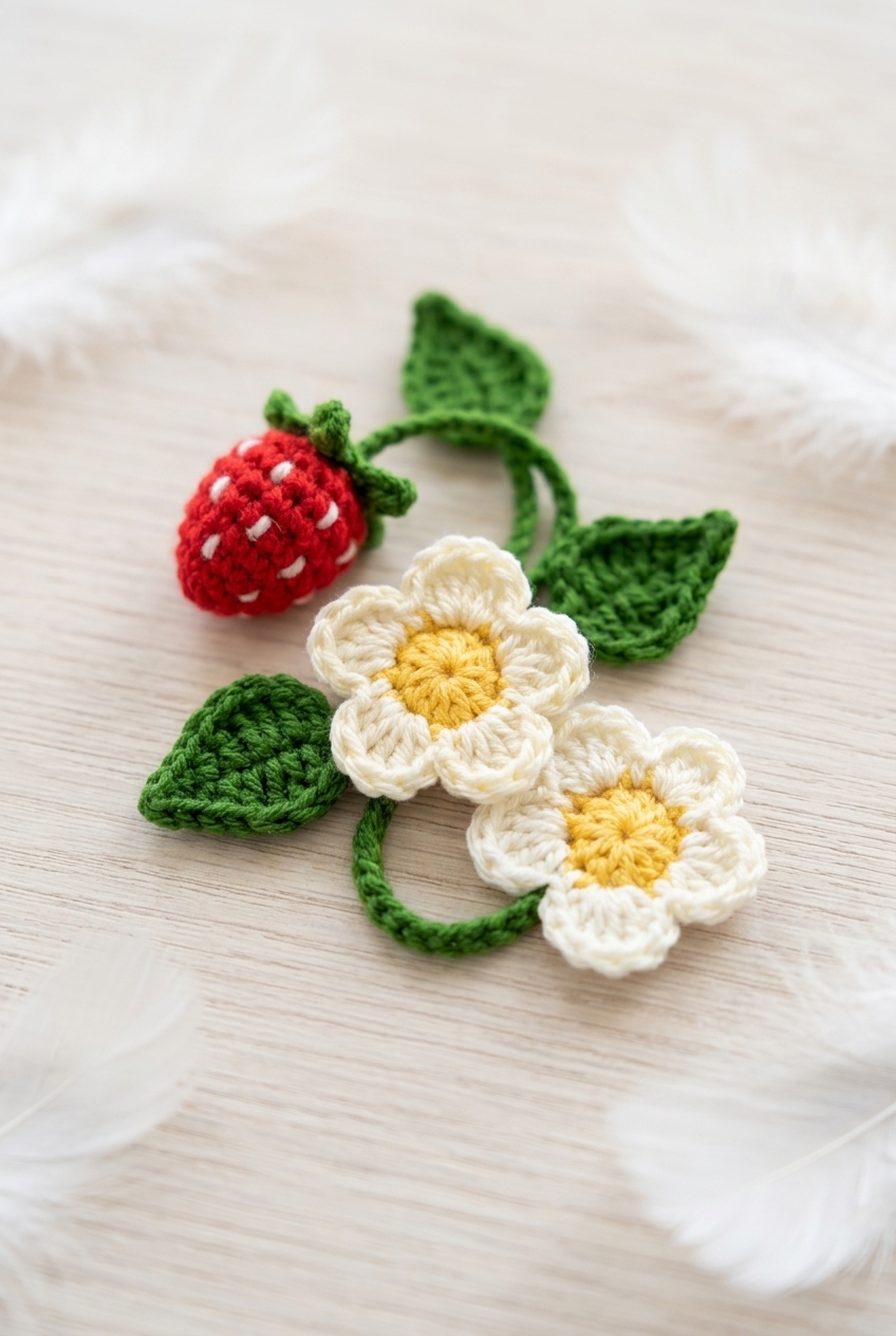 Strawberry Flower Bookmark Crochet Pattern