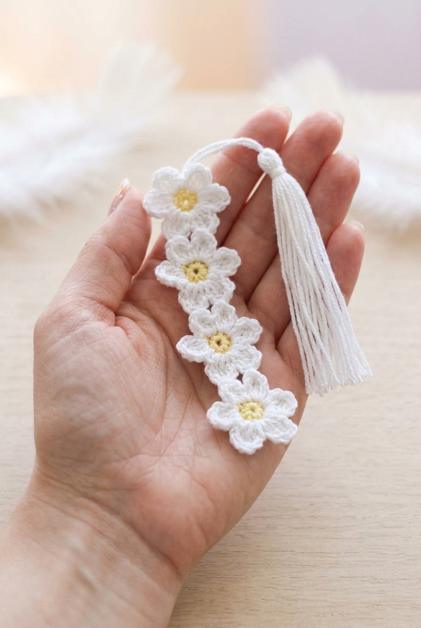 Daisy Flower Bookmark Crochet Pattern