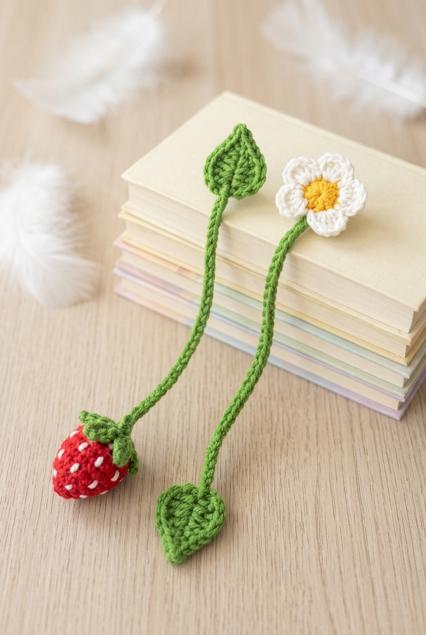 Strawberry Flower Bookmark Crochet Pattern