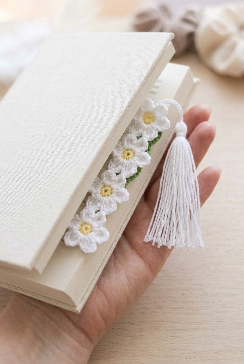 Daisy Flower Bookmark Crochet Pattern