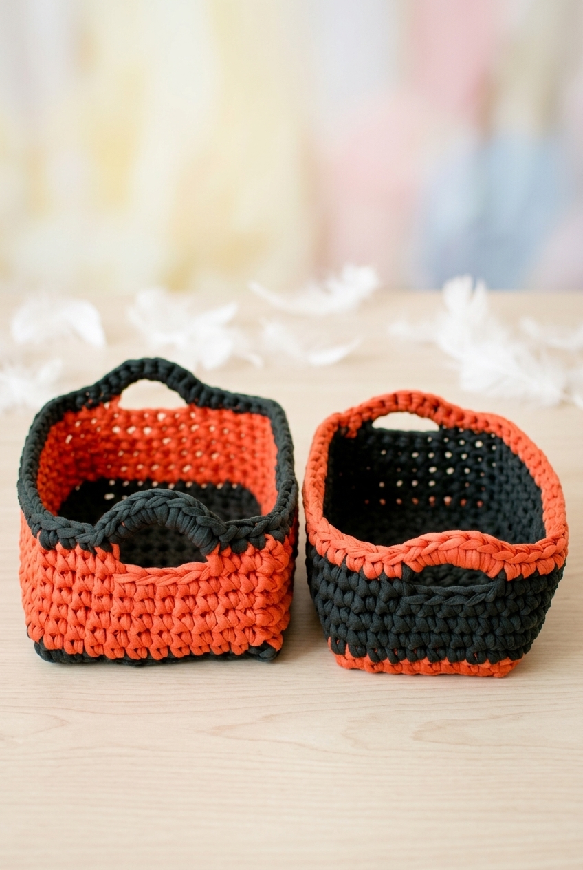 Two Tone Rectangular Basket Crochet Pattern
