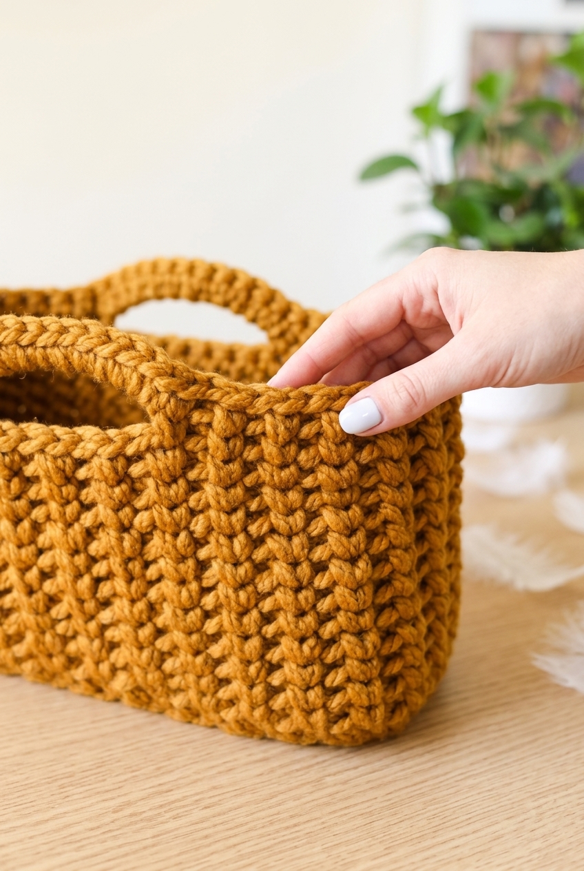 Chunky Mustard Basket Crochet Pattern