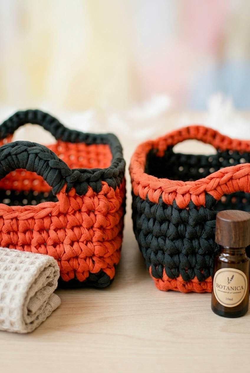 Two Tone Rectangular Basket Crochet Pattern
