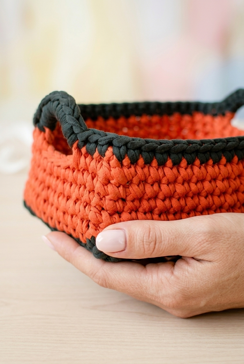 Two Tone Rectangular Basket Crochet Pattern