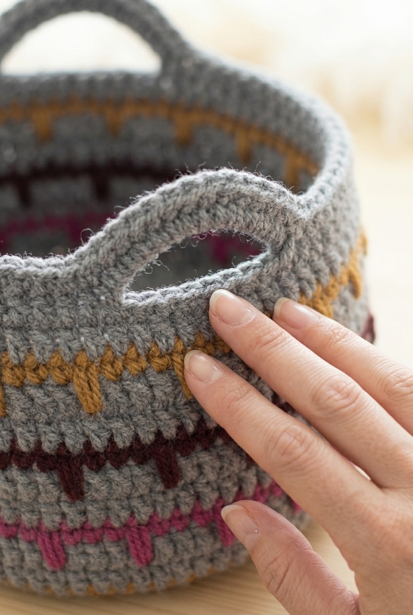 Boho Striped Round Basket Crochet Pattern