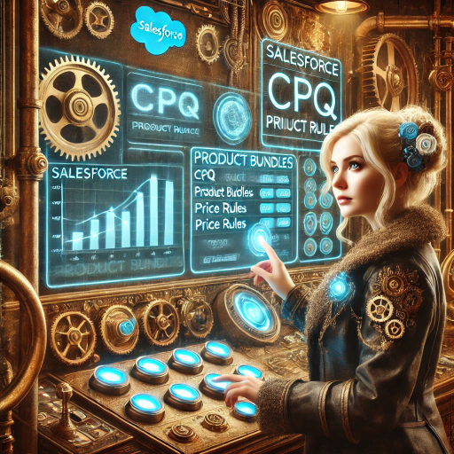 a-mix-of-futuristic-and-steampunk-styles-featuring-a-blonde-haired-blue-eyed-salesforce-developer-working-on-salesforce-cpq-product-bundles-and-price-rules