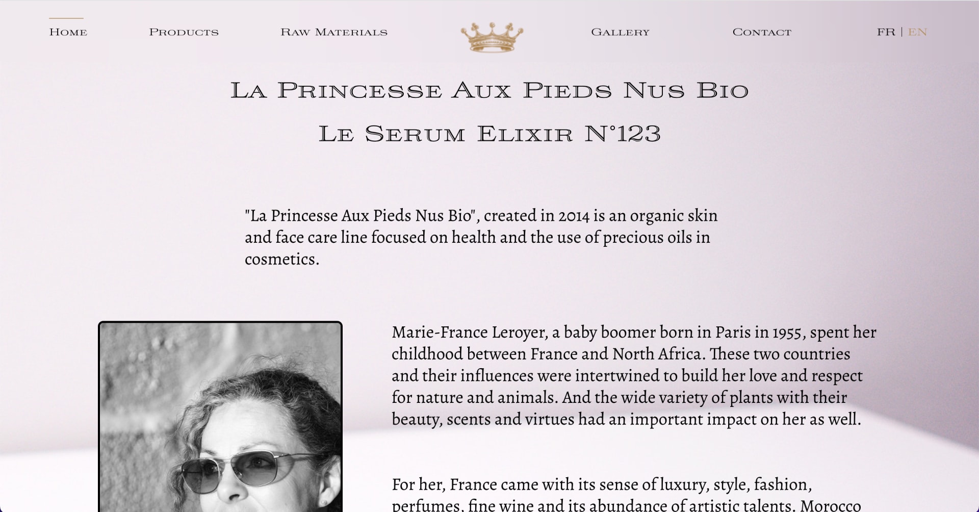 Création de site web pour Le Serum Elixir, une petite entreprise de produits de soins de la peau, biologiques.