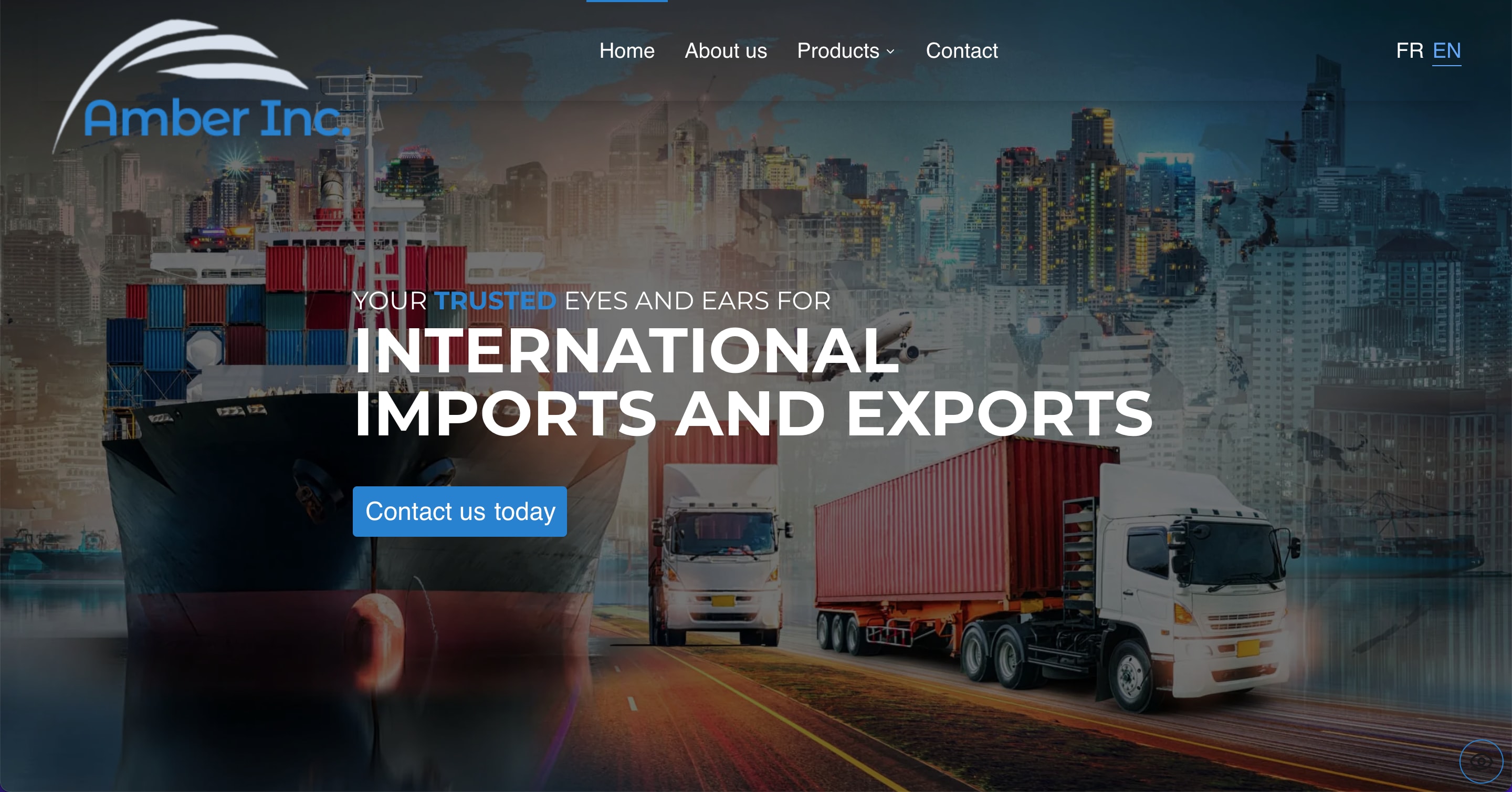 Création de site web pour Amber Inc., une entreprise de vente de produits de soins de la peau, biologiques. en format ordinateur