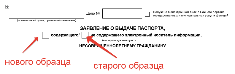 Заявление о выдаче паспорта содержащего электронный носитель информации образец заполнения