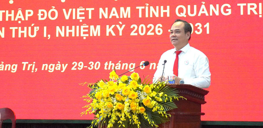 Đồng chí Vũ Thanh Lưu, Phó Chủ tịch Trung ương Hội Chữ thập đỏ Việt Nam phát biểu chỉ đạo đại hội - Ảnh: C.H