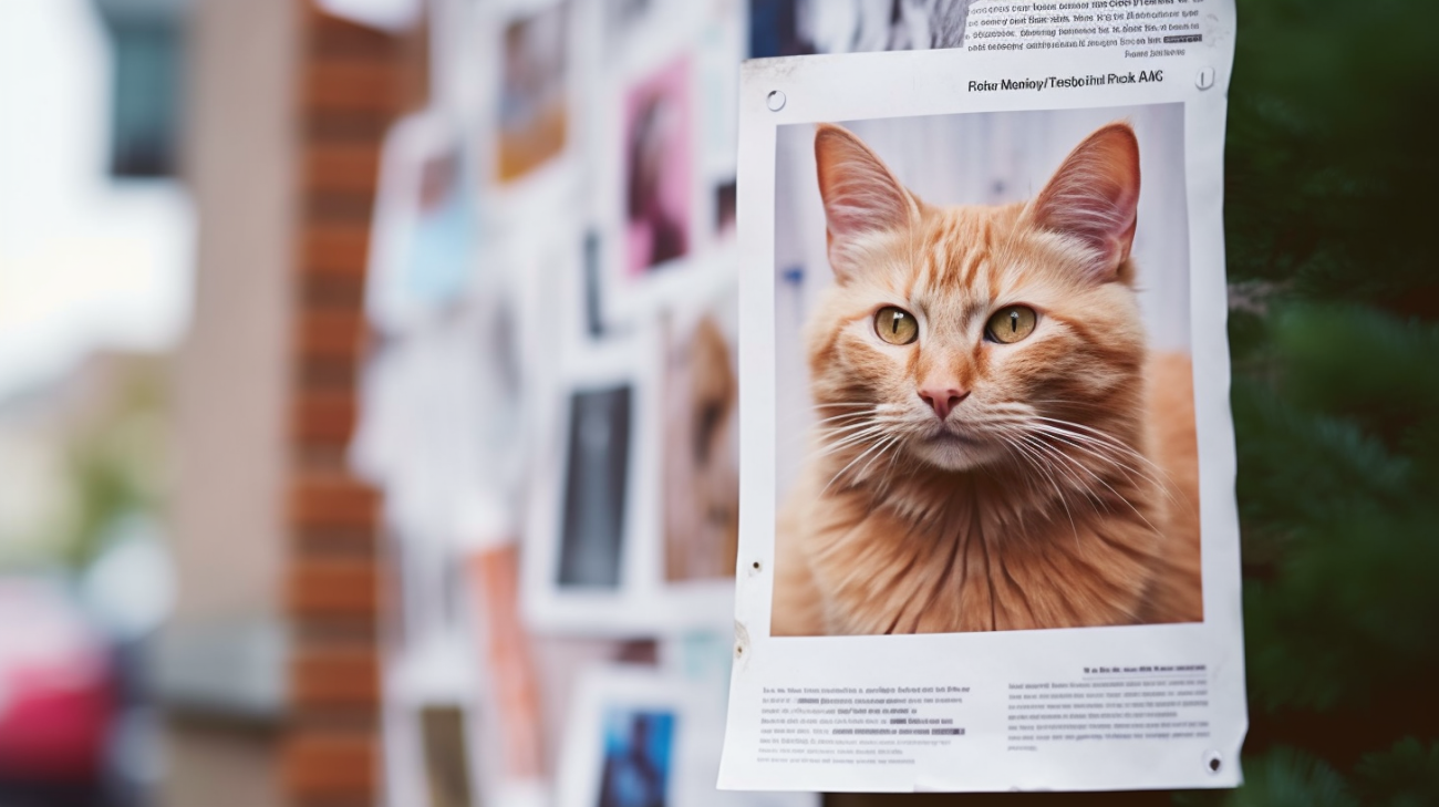 迷子の猫の最近の写真が載ったフライヤー