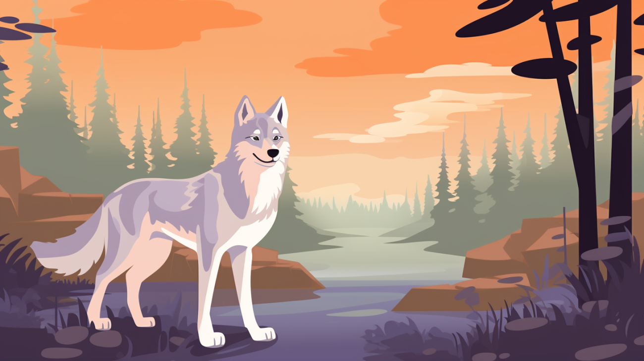 Een nieuwsgierige husky die attent in het bos kijkt
