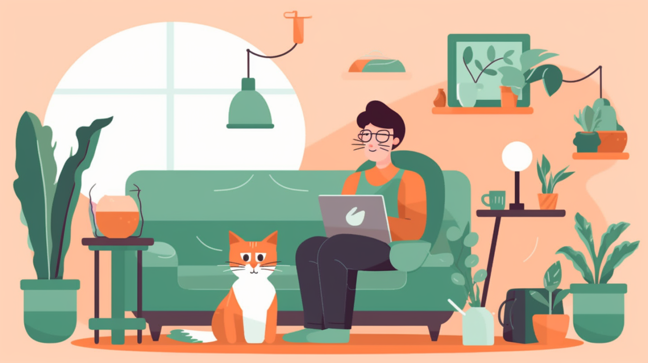 Een bezorgde katteneigenaar die online zoekt naar antwoorden op hun vragen