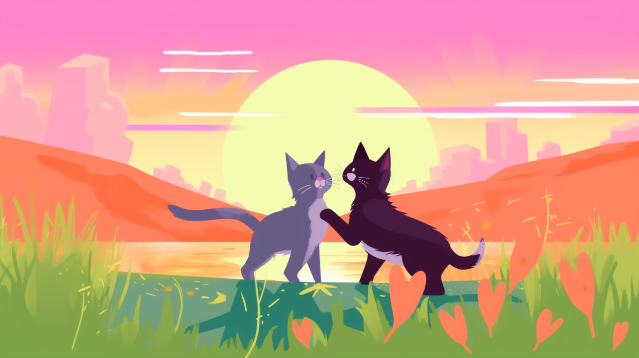 Dos gatos enzarzados en una disputa territorial afuera