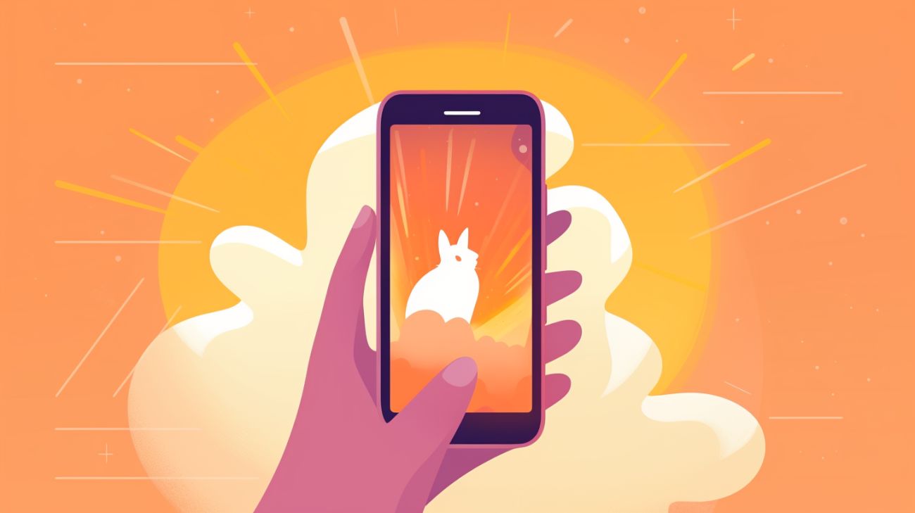 Picture of a lost rabbit on a phone ready to be shared on social media