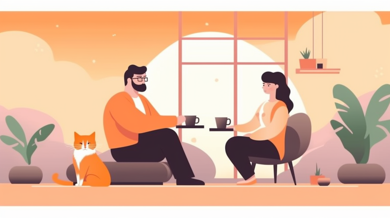 Cat owner consulting with an expert on adjusting their search strategy