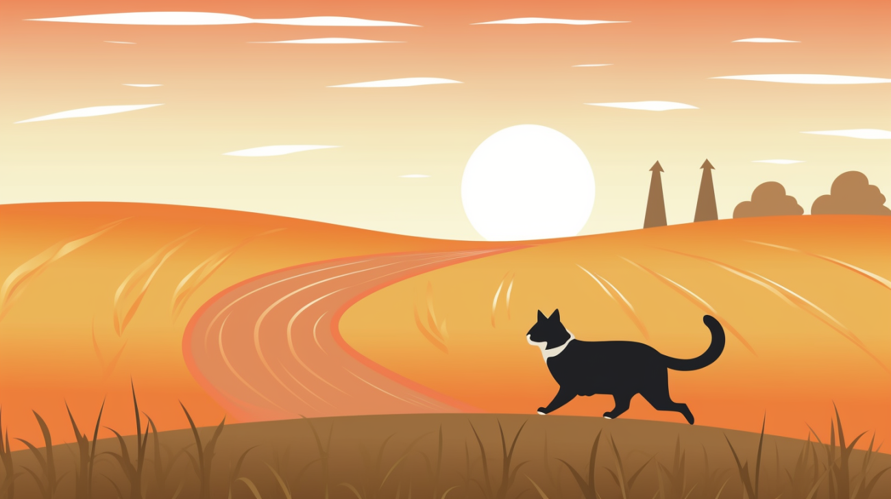 Een kat die door een veld loopt