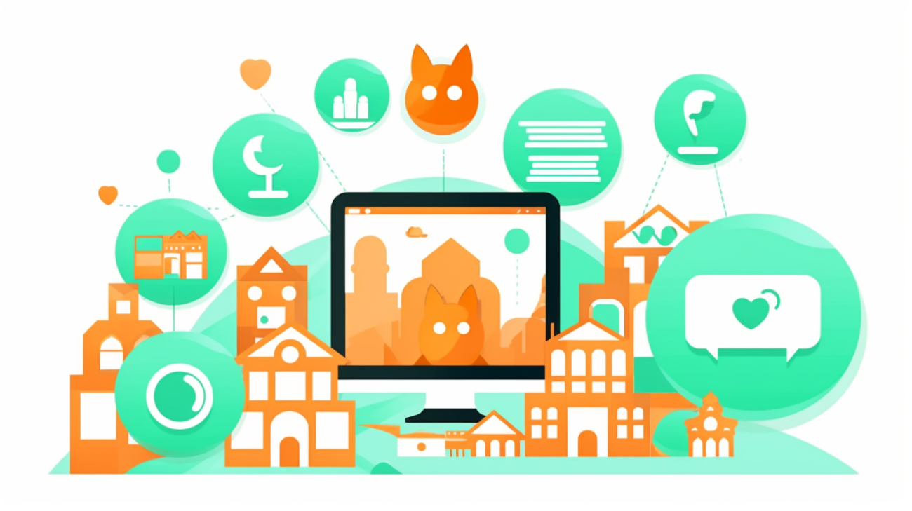 Sociale media-iconen voor het vinden van een katteneigenaar