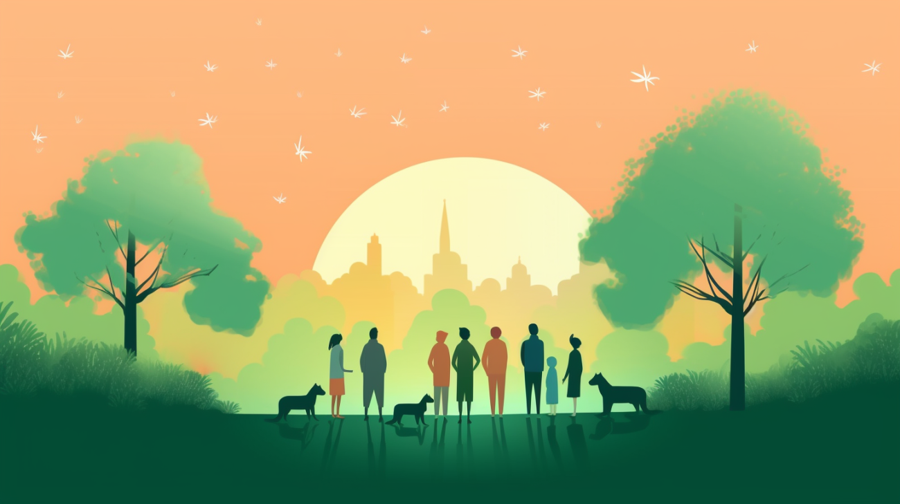 Een groep mensen verzameld om te helpen zoeken naar een verloren kat