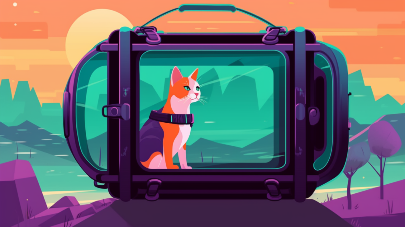 Kat in een veilige vervoersmand tijdens transport