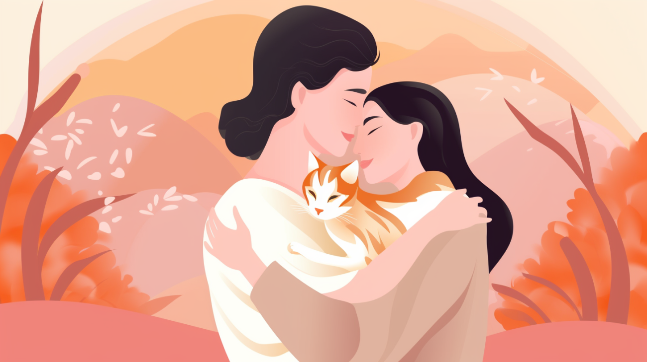 Een katteneigenaar die hun kat knuffelt na een succesvolle hereniging