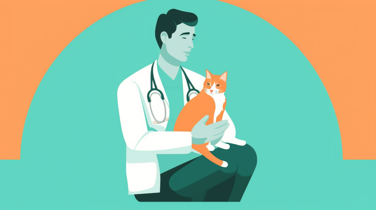 Eine Katze, die von einem Tierarzt gehalten wird