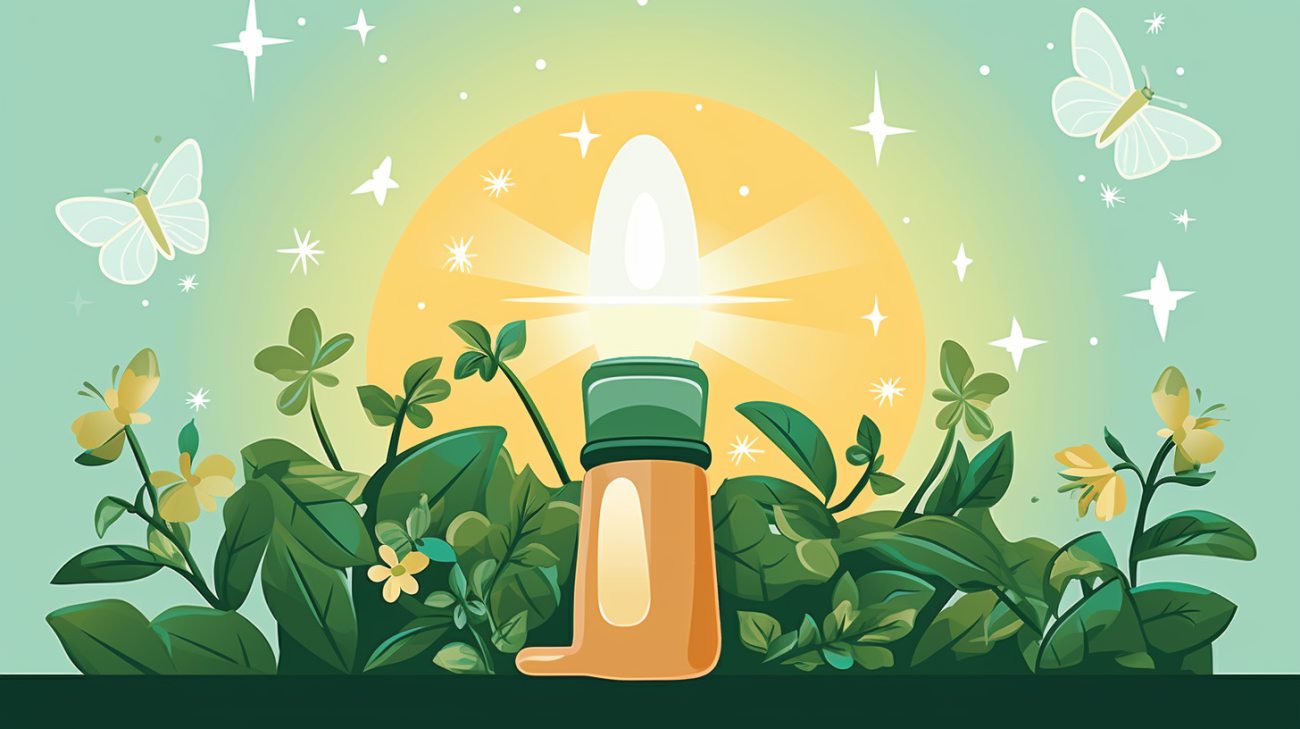 Een zaklamp schijnt in een donkere tuin