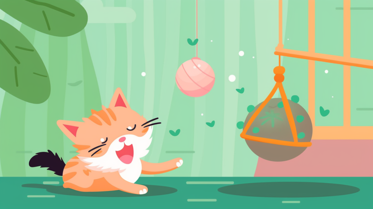 A kitten playing with a toy