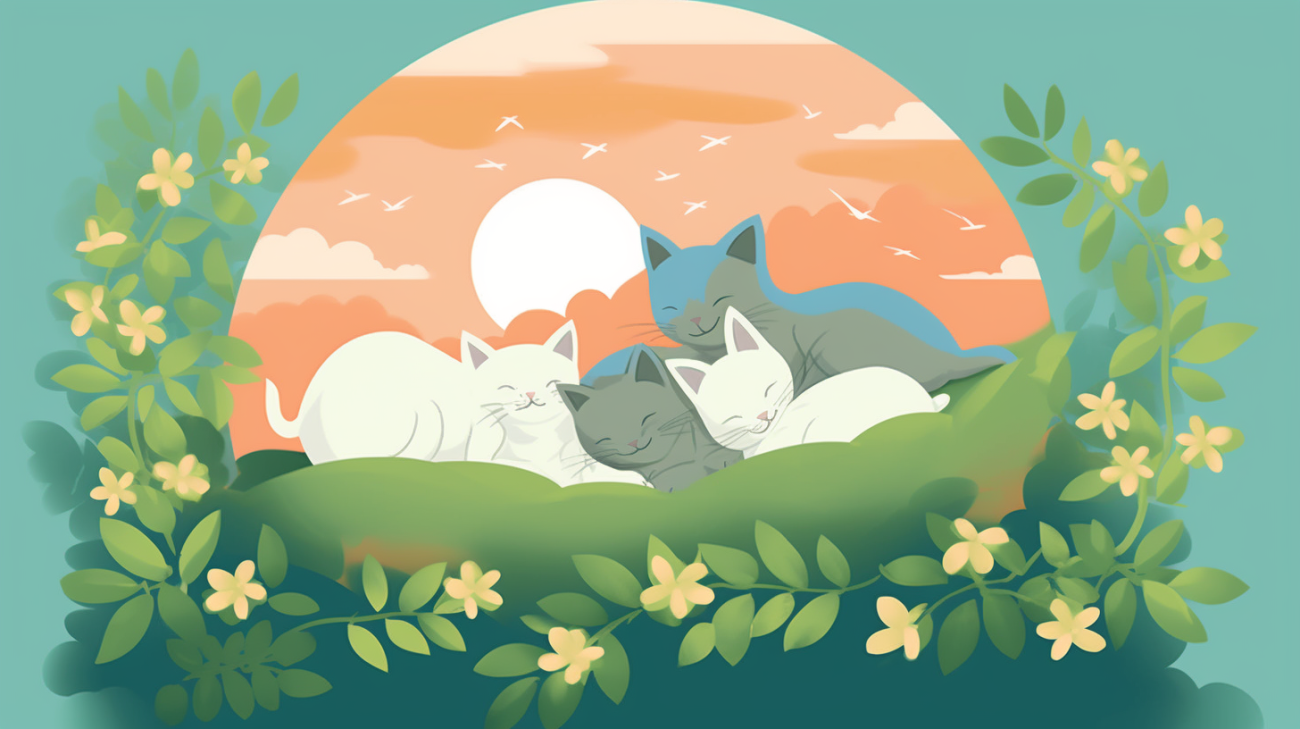 Pasgeboren kittens verstopt in een struik