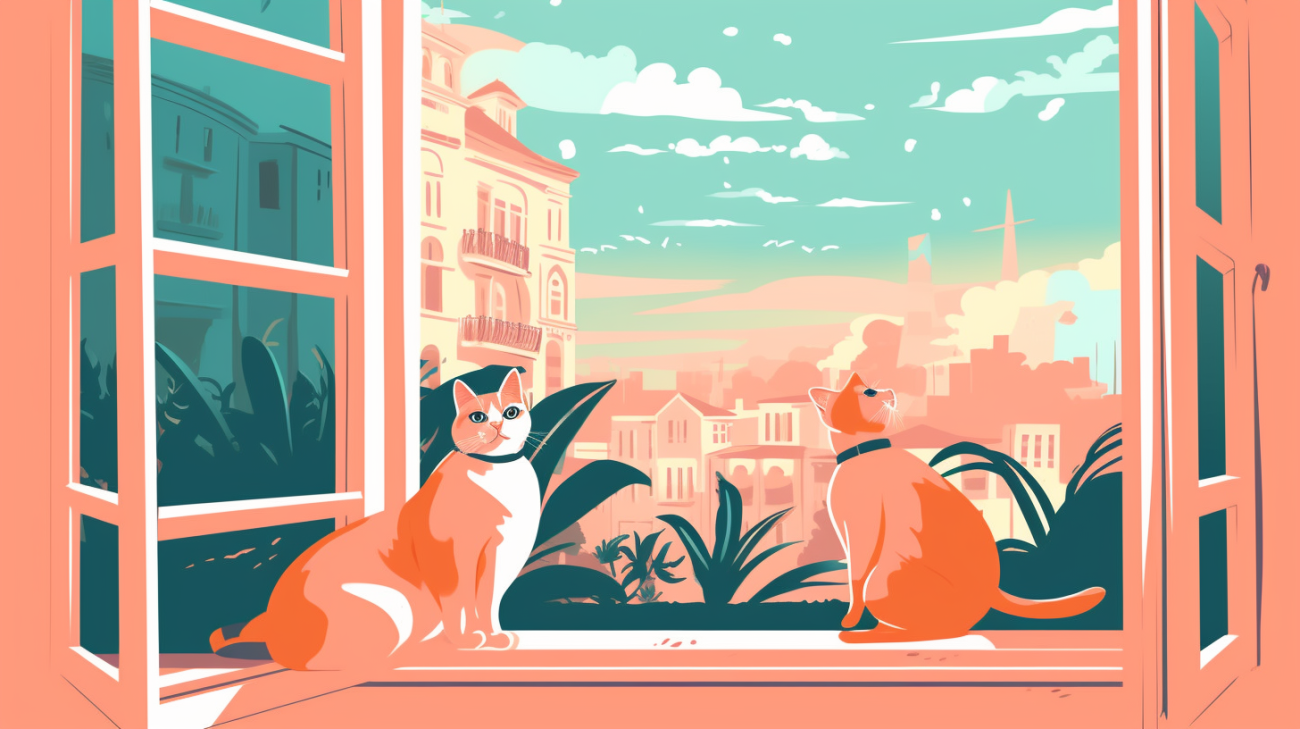 Katten die nieuwsgierig uit een raam kijken