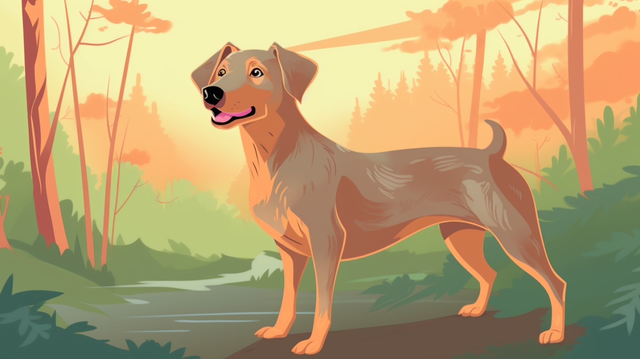 Ein gesund aussehender Labrador im Wald