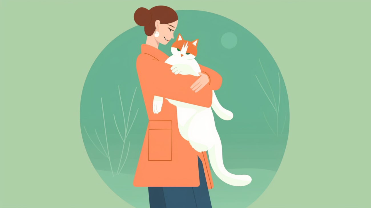 Ein Katzenbesitzer umarmt seine Katze nach deren Heimkehr