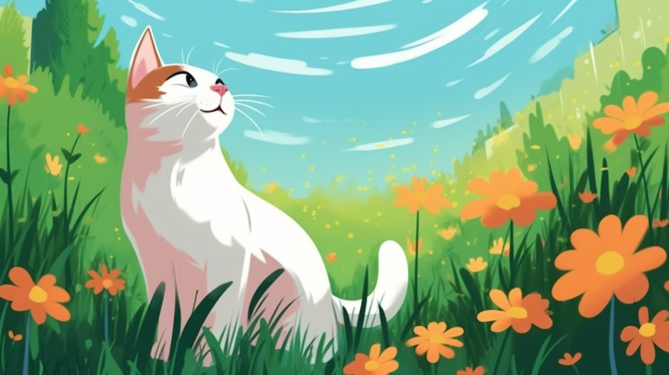 Taube Katze, die ihre anderen Sinne zur Orientierung nutzt