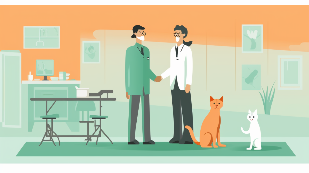 Een katteneigenaar bespreekt haar zorgen met een dierenarts