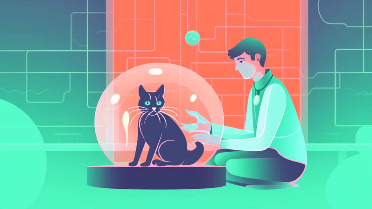 Afbeelding van een kitten met een microchip dat wordt gescand